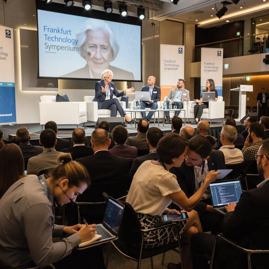 Ein Screenshot eines Online-Webinars, das eine Diskussion über technologische Herausforderungen zeigt.