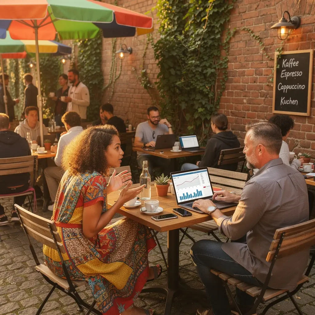 Ein Bild von einem Podium mit verschiedenen Rednern, die über die Zukunft der Technologie debattieren.